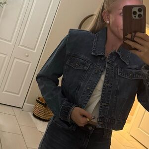 House of Harlow 1960 puff shoulder denim jacket